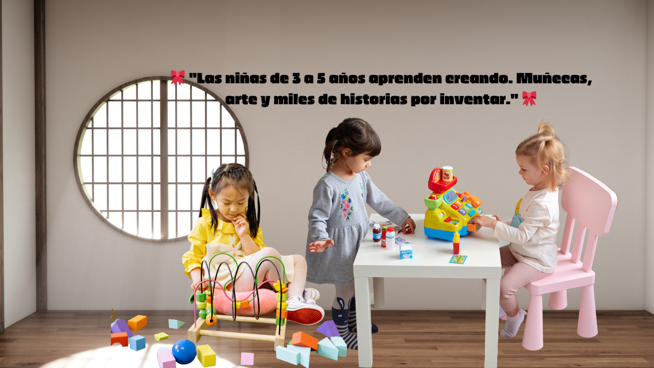 niños y niñas de 3 a 5 años jugando con juguetes educativos