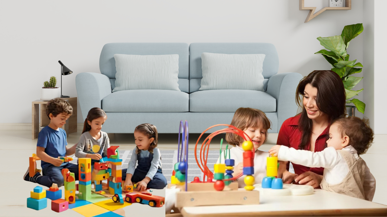 niños de 3 a 5 años jugando con bloques de construcción y juegos educativos